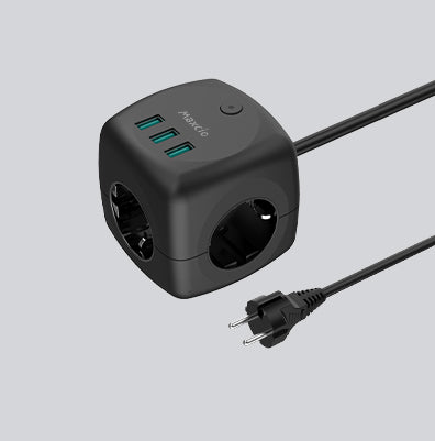 maxcio-power-cube-schwarz-mit-3-dosen-und-usb image 1