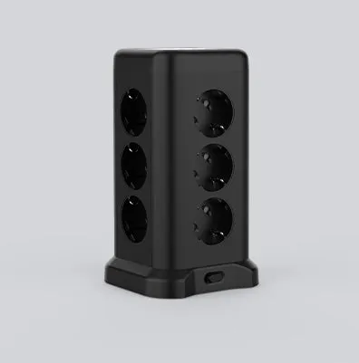 maxcio-power-strip-tower-schwarz-12-fach-mit-usb image 1
