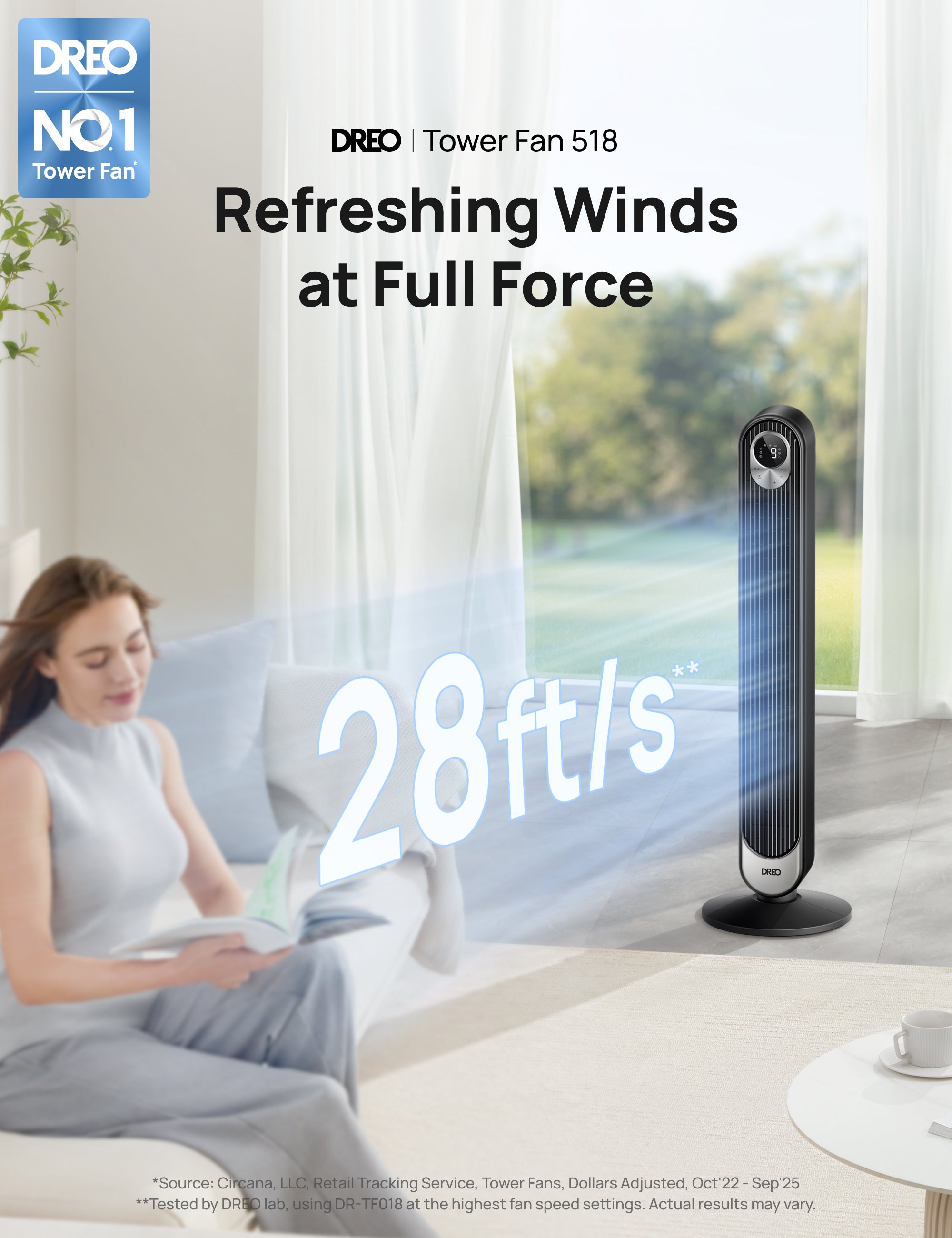 dreo-tower-fan-518-turmventilator-90-oszillation image 3