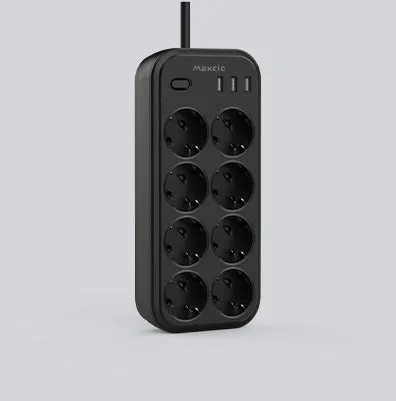maxcio-power-strip-8-ac-schwarz-11-in-1-mehrfachsteckdose-mit-3x-usb image 1