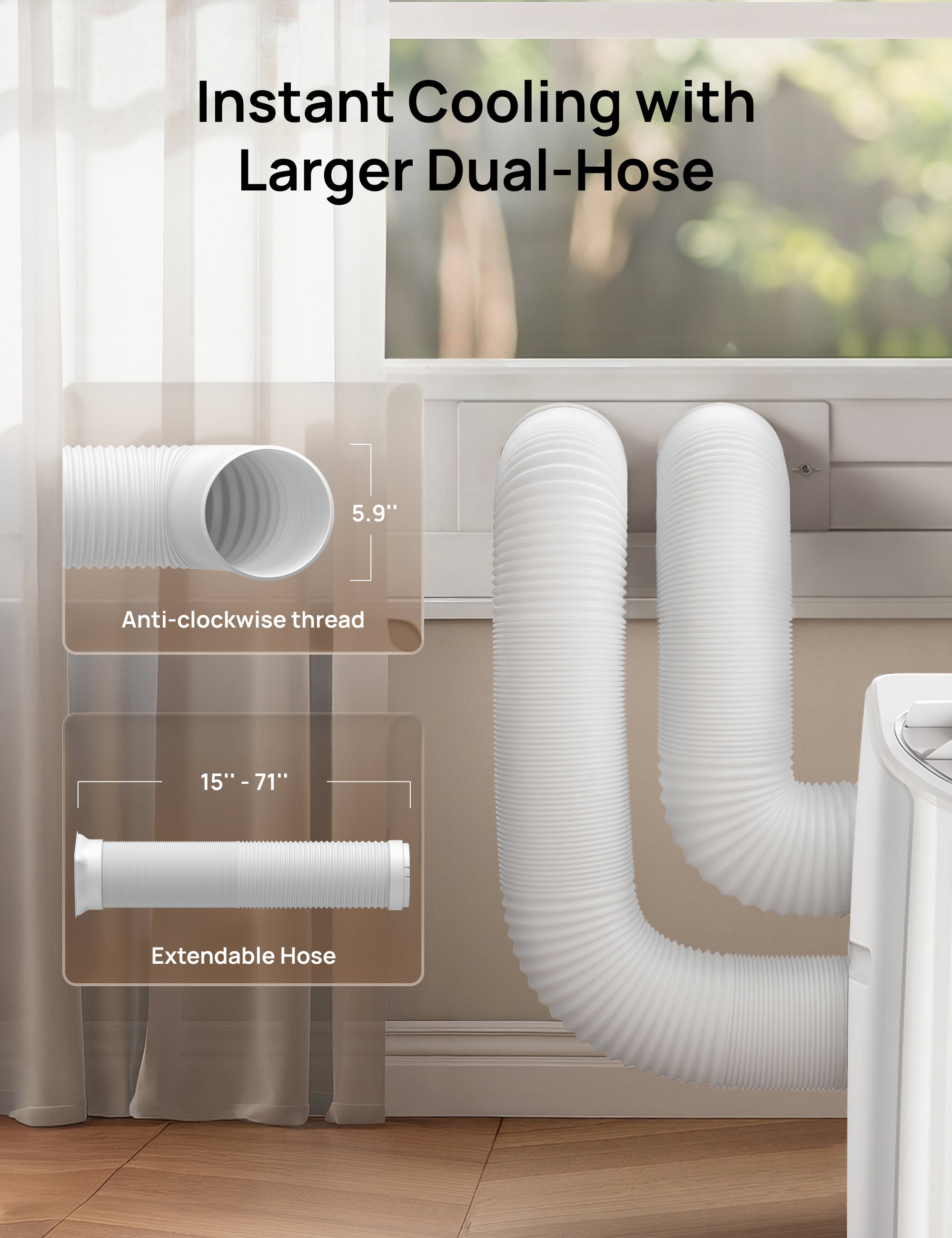 dreo-dual-hose-fensterkit-f-r-portable-air-conditioner-ac515s-ac516s-ac740s image 4