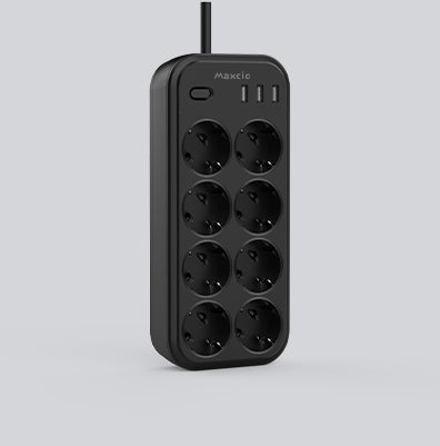 maxcio-power-strip-8-ac-schwarz-11-in-1-mehrfachsteckdose-mit-3x-usb image 1