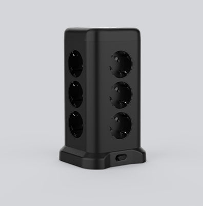 maxcio-power-strip-tower-schwarz-12-fach-mit-usb image 1