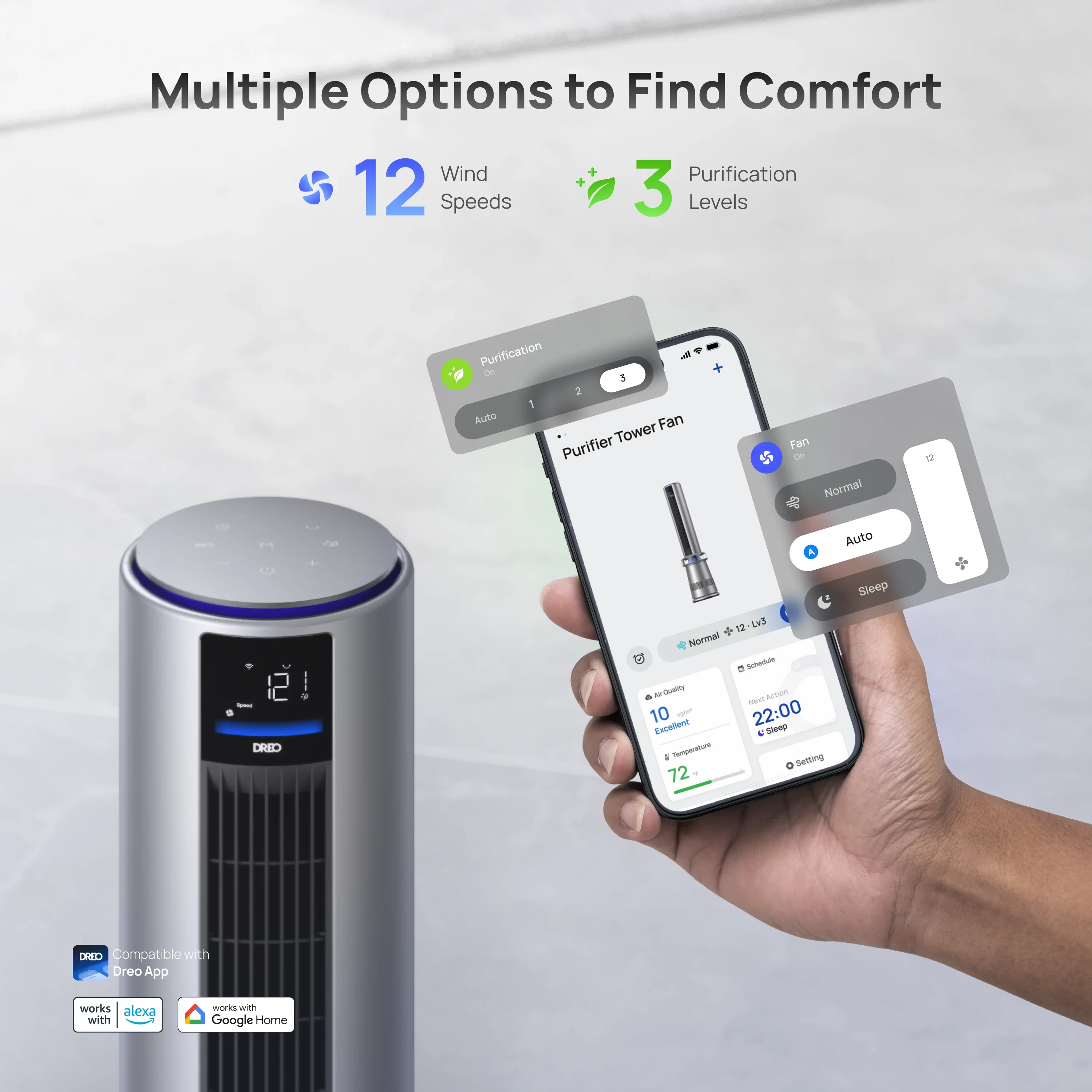 dreo-air-purifier-tower-fan-710s-luftreiniger-ventilator-mit-hepa-ersatzfilter image 5