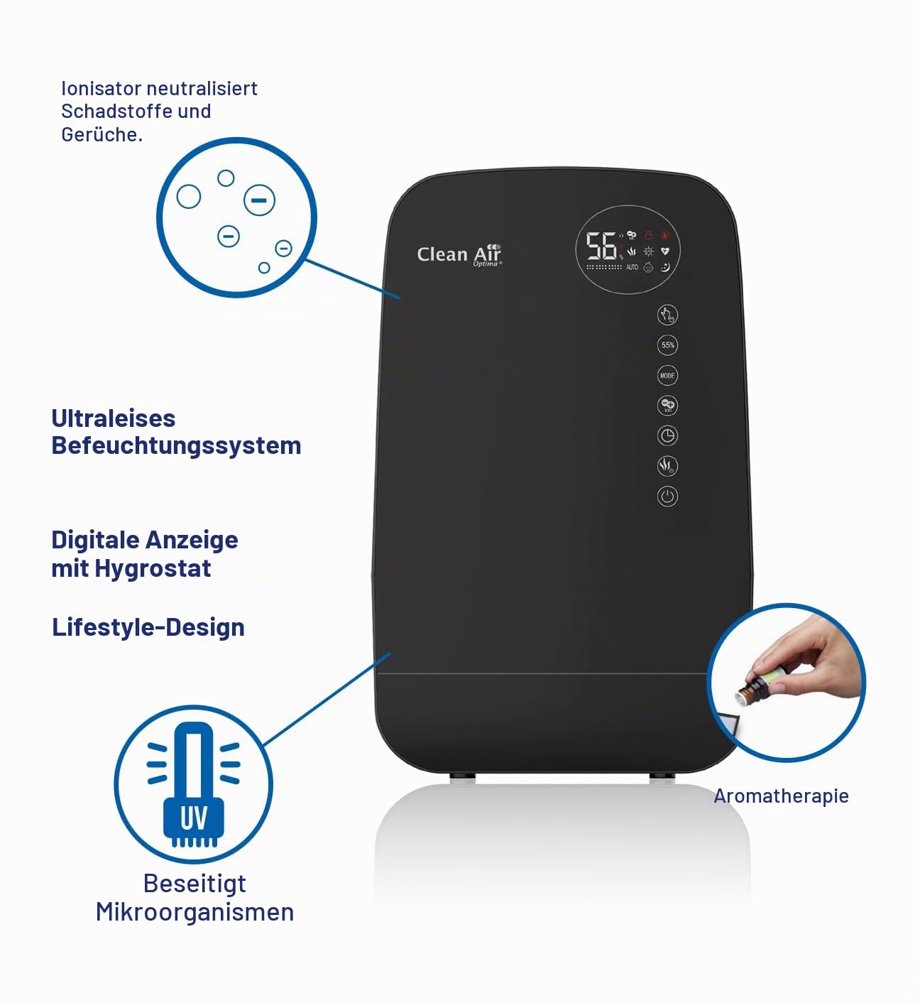 clean-air-optima-ca-607b-smart-luftbefeuchter-5-5-l-mit-ionisator-und-aroma-blac image 2